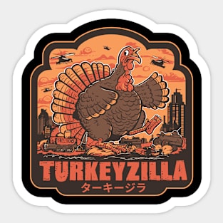Turkeyzilla Funny Monster Turkey for Thanksgiving Sticker
